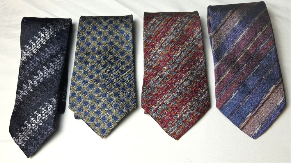 Missoni Tie Lot 4 Mens One Size Multicolor Silk Geometric Jacquard USA Designer